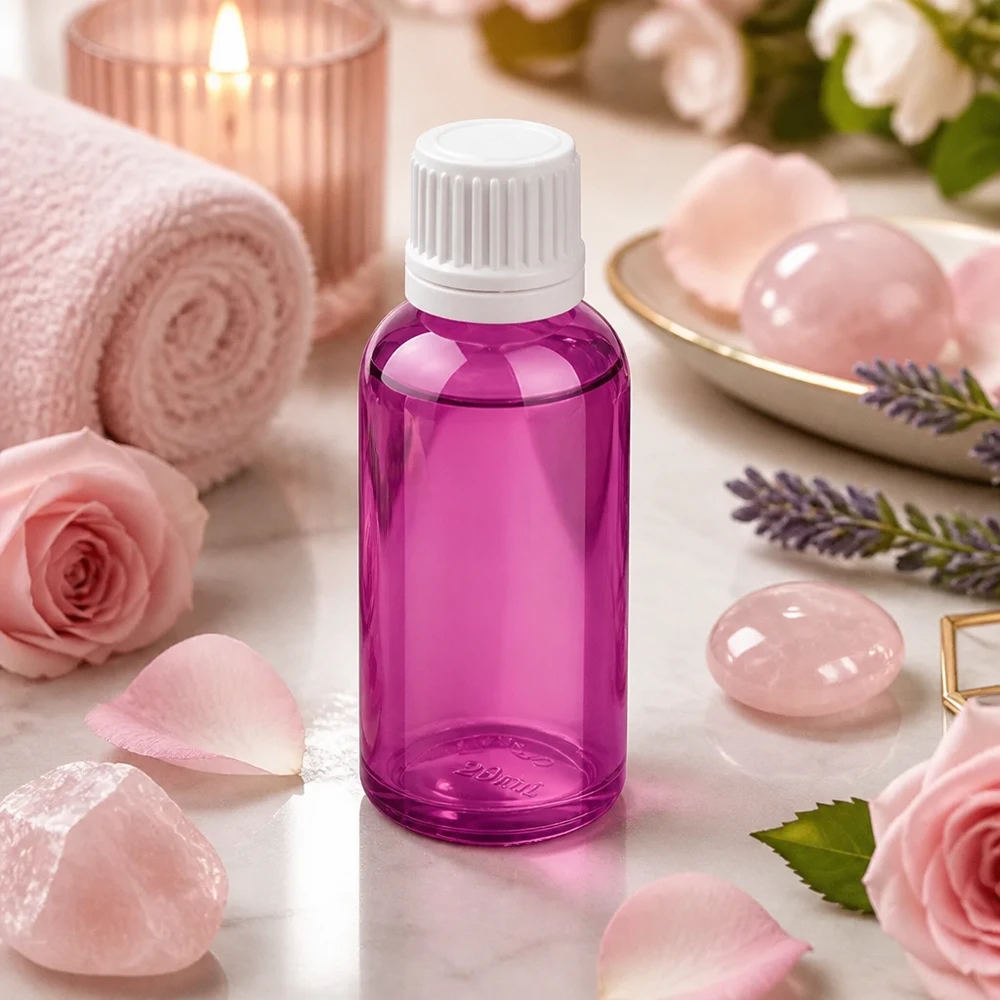 30ml druppelfles 0.7mm wit Originality schroefdop PurpleLine UT18/30 Paarse druppelflacon van 30 ml met doseeropening van 0,7 mm, ideaal voor wellness en ontspanning