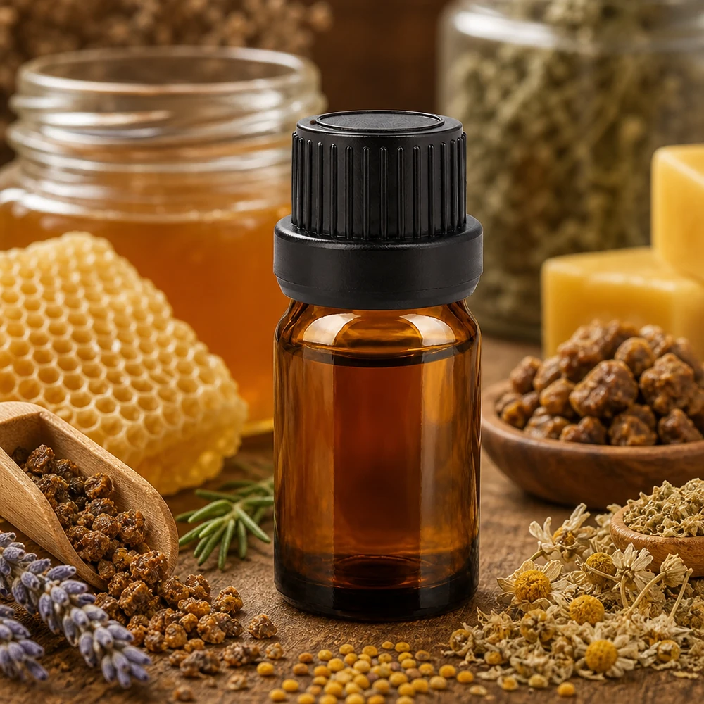 BrownLine druppelflacon van 5 ml met zwarte OV-dop voor natuurlijke oliën en extracten