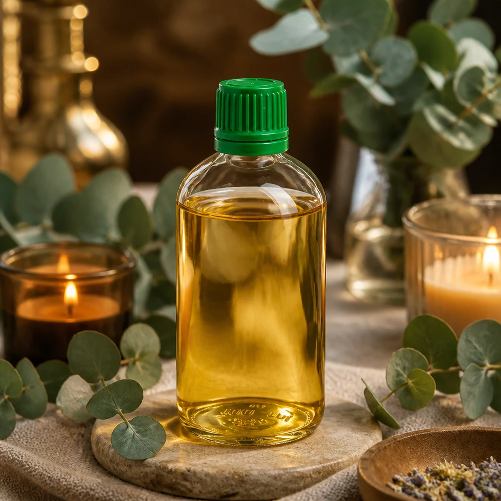 100ml flacon 11mm SV groen OV ClearLine UT18/100 Eucalyptusolie in een flesje van 100 ml ClearLine UT18 met groene schroefdop van 11 mm en originaliteitszegel