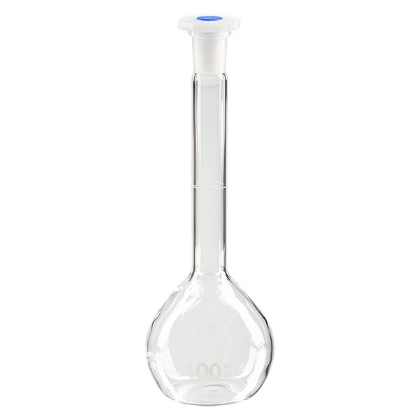 Maatkolven 100ml met slijpstuk 12/21 borosilicaat incl. PEHD stop Maatkolven 100ml met slijpstuk 12/21 borosilicaat incl. PEHD stop