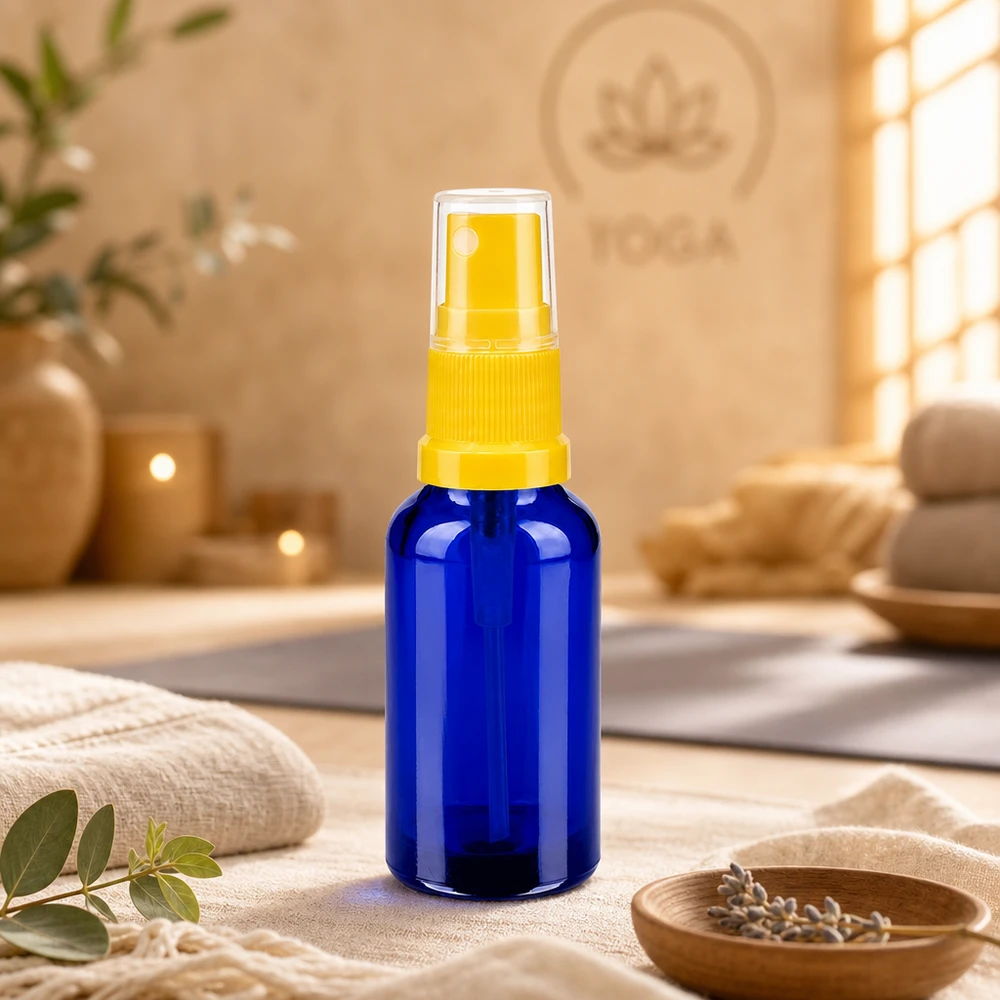 30ml spuitfles geel/tr. STD BlueLine UT18/30 Navulbare glazen fles 30ml met fijne verstuiver voor gezichtstoner en tonic