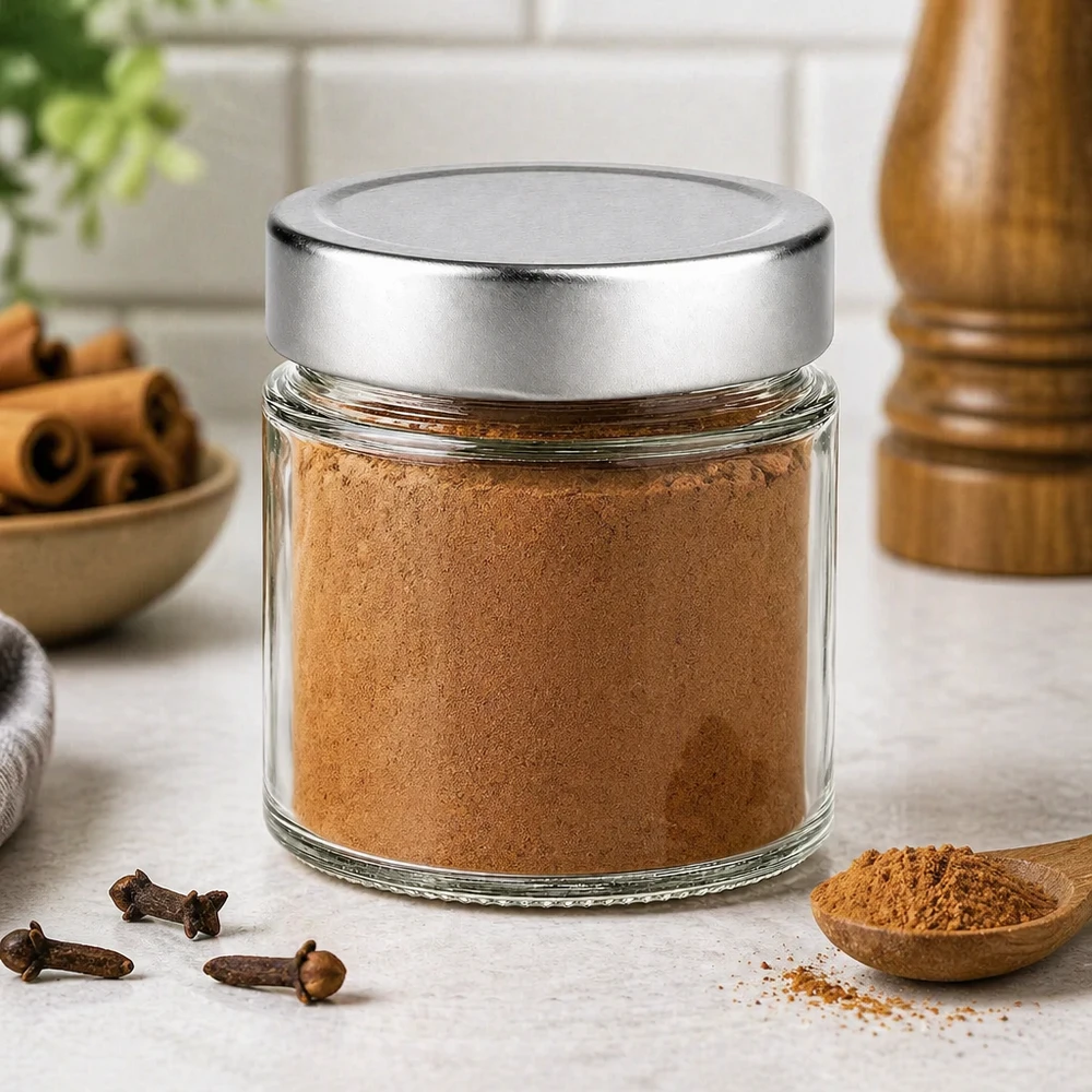 135ml rond potje BasicSeal deksel zilver kruiden opslag kaneel kruidnagel keuken kruidenpotje opslagcontainer