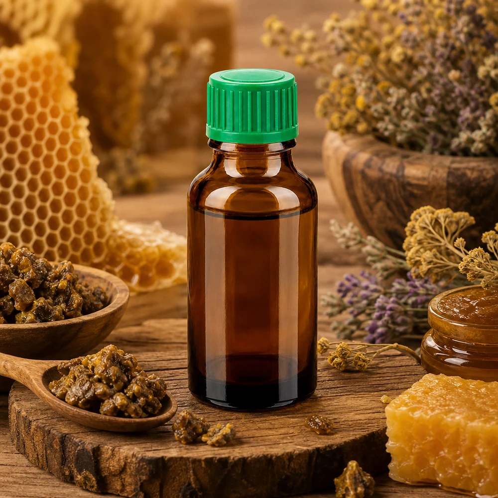 Lichtbeschermde amberkleurige glazen fles 20ml met groene druppeldop voor gevoelige actieve ingrediënten