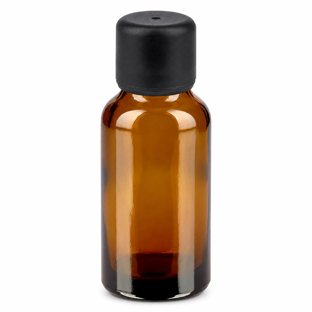 20ml fles 6mm SV zwart STD BrownLine UT18/20 20ml BrownLine flesje met 18mm schroefdraad en zwarte plastic dop