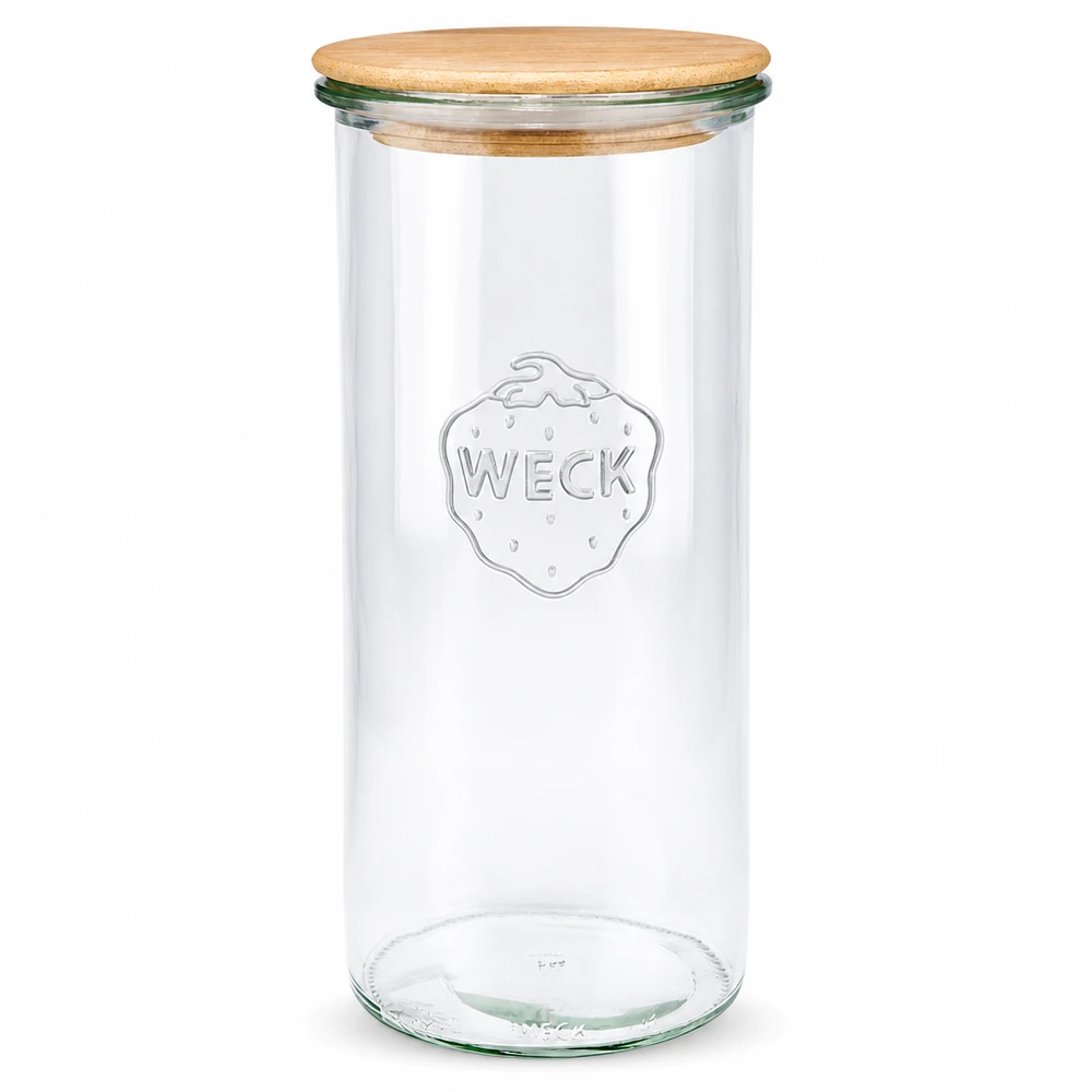 1500ml stortglas WECK RR100 met hout deksel WECK RR100 voorraadpot 1500ml met houten deksel transparante voorraadpot inmaakpot rond