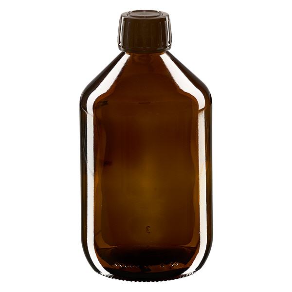 500ml Euro-medicijnfles bruin met bruine schroefsluiting VR 500ml Euro-medicijnfles bruin met bruine schroefsluiting VR