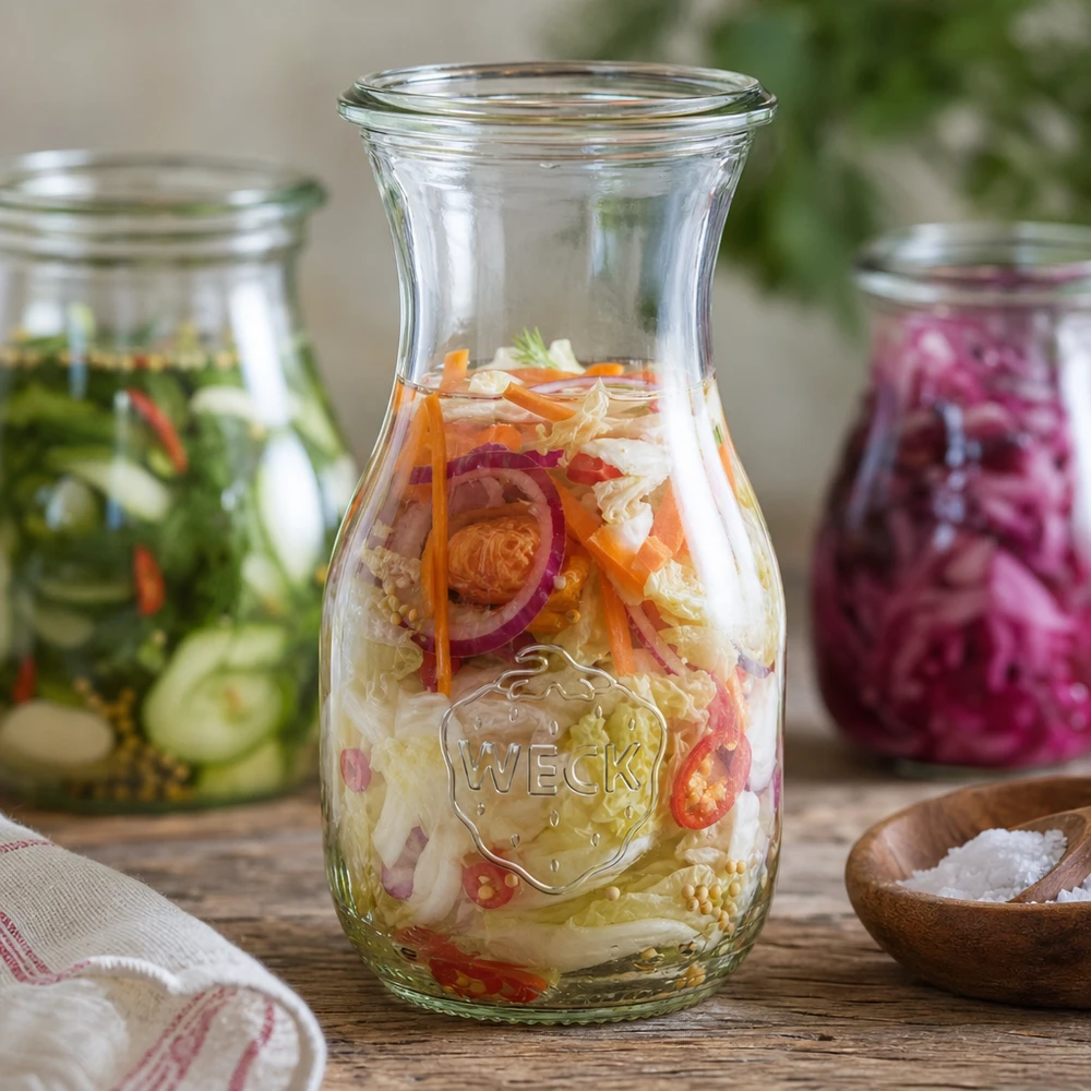 WECK sapfles 290ml RR60 met gefermenteerde groenten en ingemaakte augurken voor gezond behoud