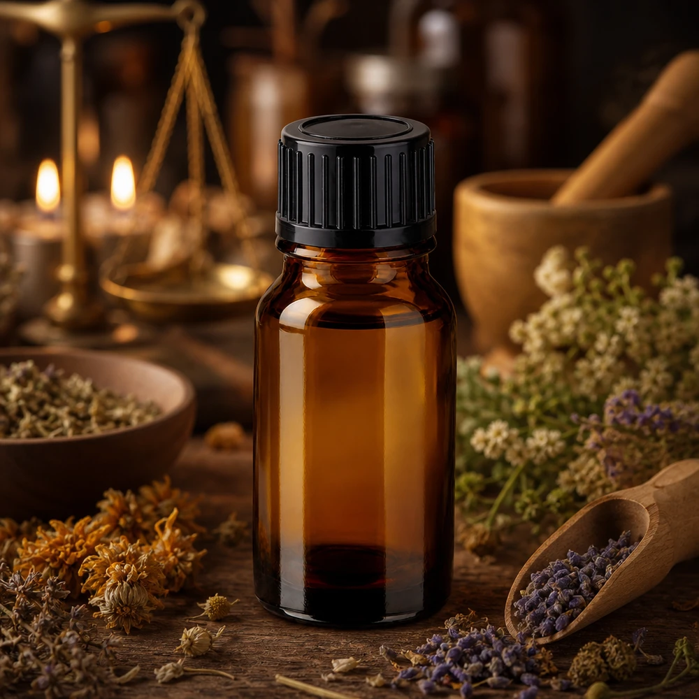 10ml flessenglazen 11mm SV zwart STD BrownLine UT18/10 Compact amberkleurig glazen flesje van 10 ml met zwarte dop, ideaal voor het bewaren van essences