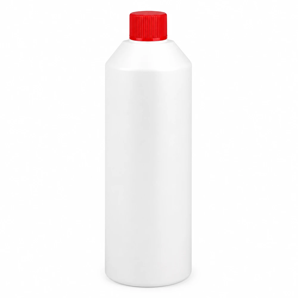 PET cilinderfles 250ml wit met schroefsluiting rood HDPE-apothekersfles 250 ml, wit met rode SV-markering, voor het veilig bewaren van vloeistoffen