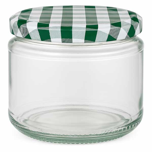 330ml rond glas met BasicSeal deksel groen/wit UNiTWIST