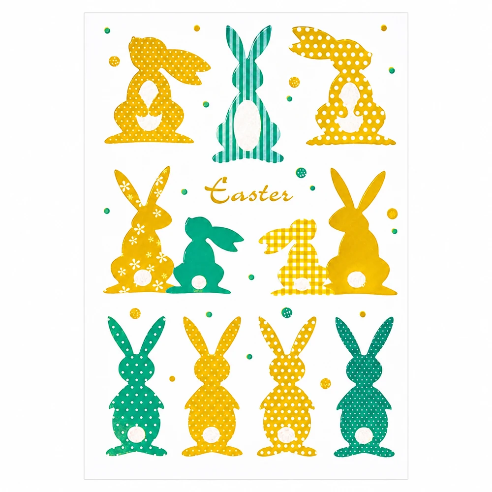 Gouden konijntjes stickers (10 stickers met glitter) Gouden konijntjes stickers (10 stickers met glitter)