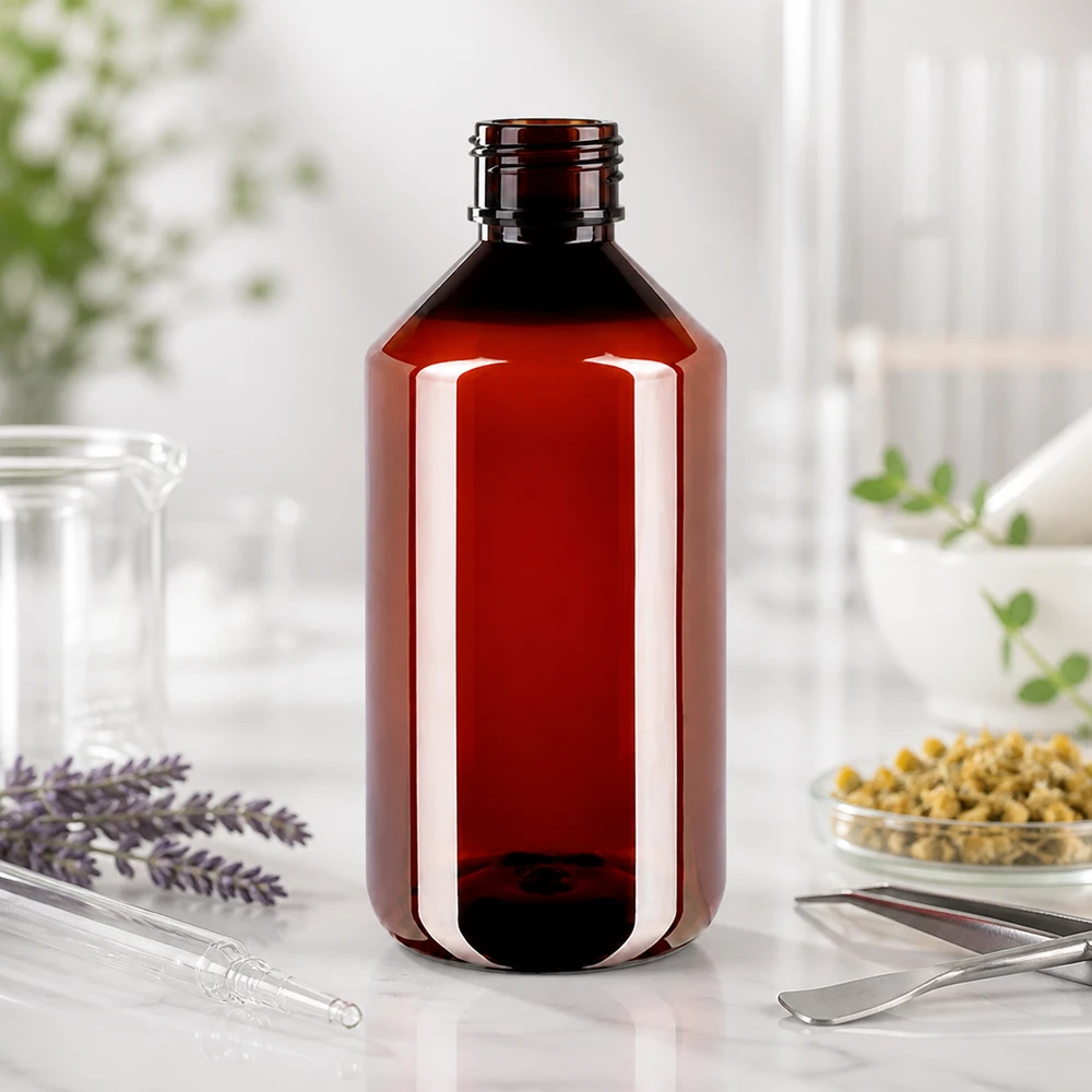 Stevige kunststof fles van 750 ml met smalle schroefdop voor oliën, tincturen en essences