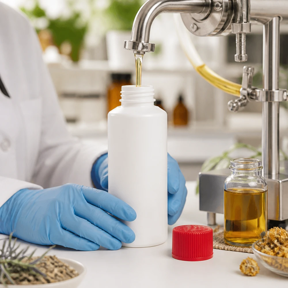 PET cilinderfles 30ml wit met schroefsluiting rood Witte ronde HDPE-fles van 30 ml met rode veiligheidsdop voor professionele olieafvulling in het laboratorium