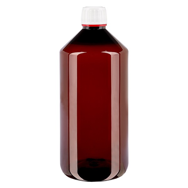 1000ml PET-fles met wit/rode OV-dop 1000ml PET-fles met wit/rode OV-dop