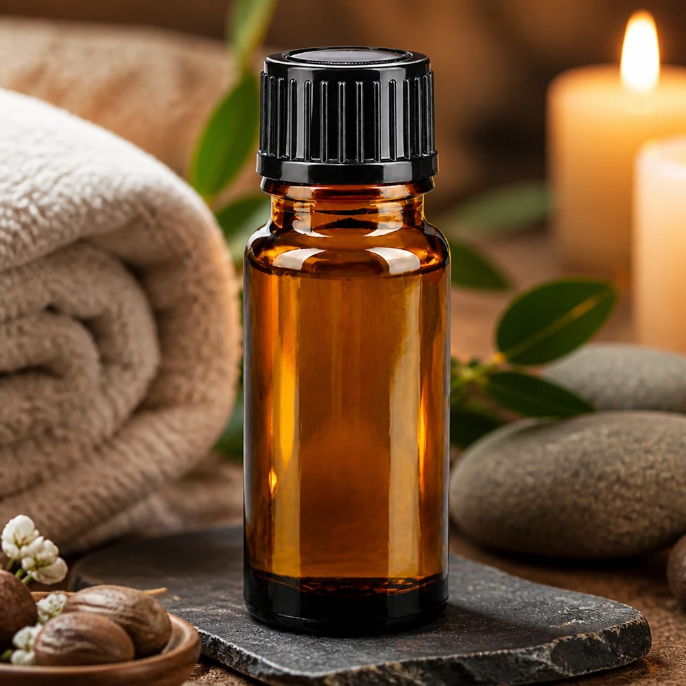 Bruine glazen fles 10ml met zwart schroefsluiting St Compacte apothekersfles van 10 ml, bruin glas, met een zwarte verzegelde dop van 11 mm
