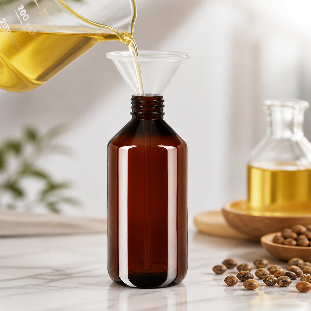 Bruine PET-voorraadfles van 750 ml met smalle schroefdop voor het veilig bewaren van olie