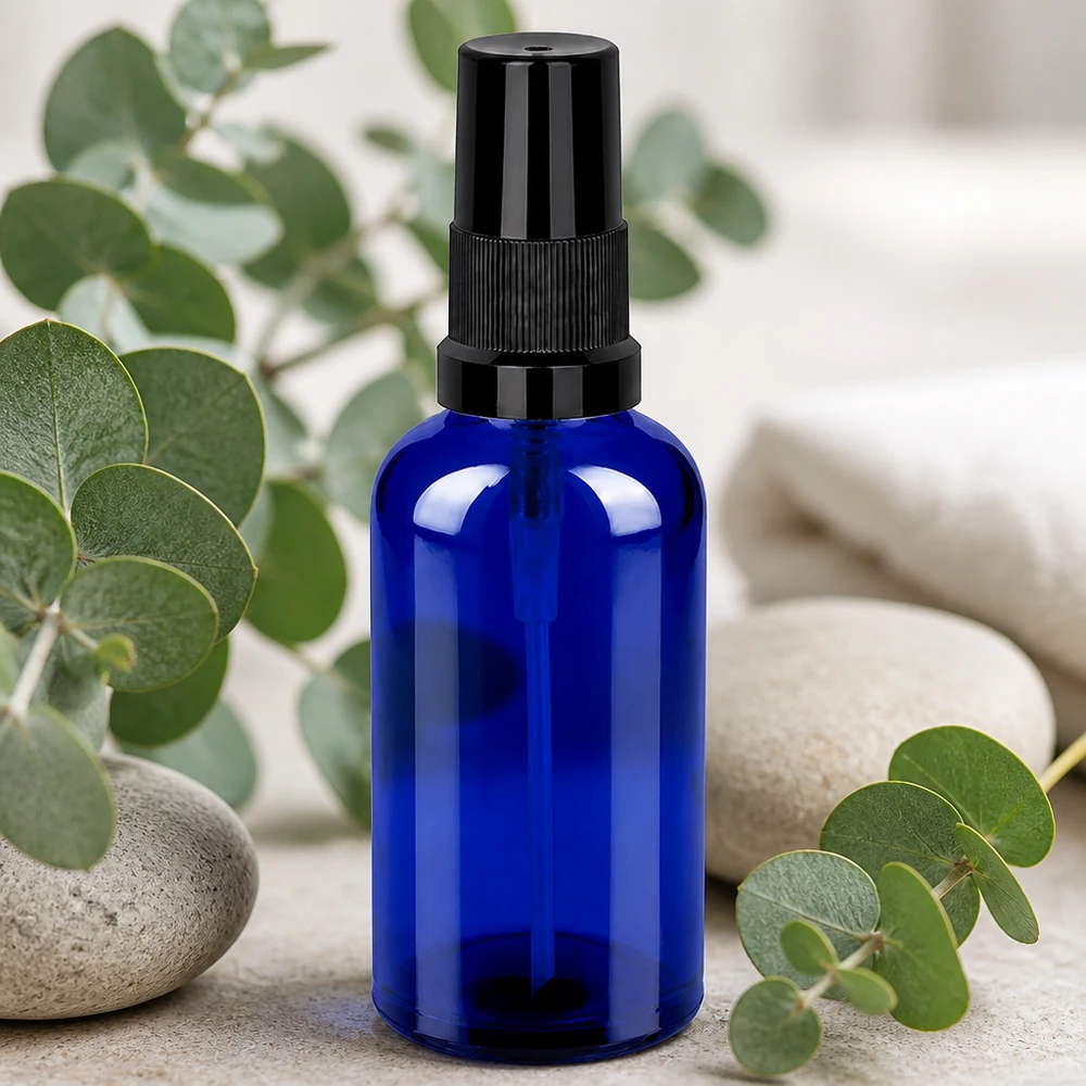 50ml spuitfles zwart STD BlueLine UT18/50 Handige glazen sprayflacon 50ml in een elegant ontwerp, perfect voor onderweg