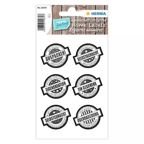 Sticker “Cadeau” (12 stickers met glitter) ø34mm | 2 vellen = 12 papieren stickers.