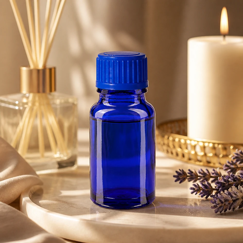 10ml premium glazen flesje met UV-beschermende blauwe tint voor natuurlijke verzorgingsproducten