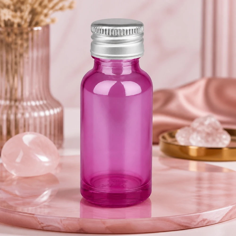 20ml fles 11mm schroefdop aluminium-zilver standaard PurpleLine.UT18/20 Violet glazen flesje van 20 ml met geribbeld aluminium deksel voor veilig opbergen