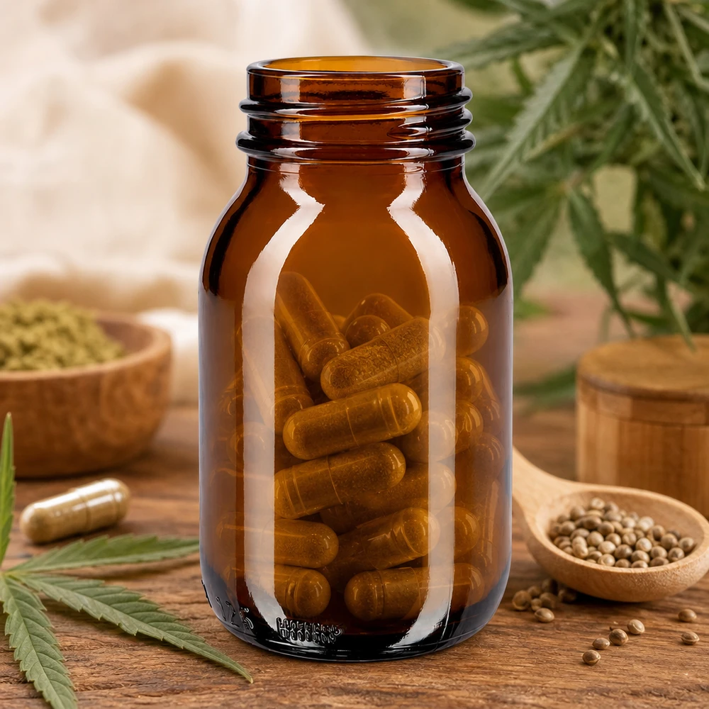 Amberkleurige glazen fles met wijde hals 125ml, ideaal voor kruidenextracten en natuurlijke remedies