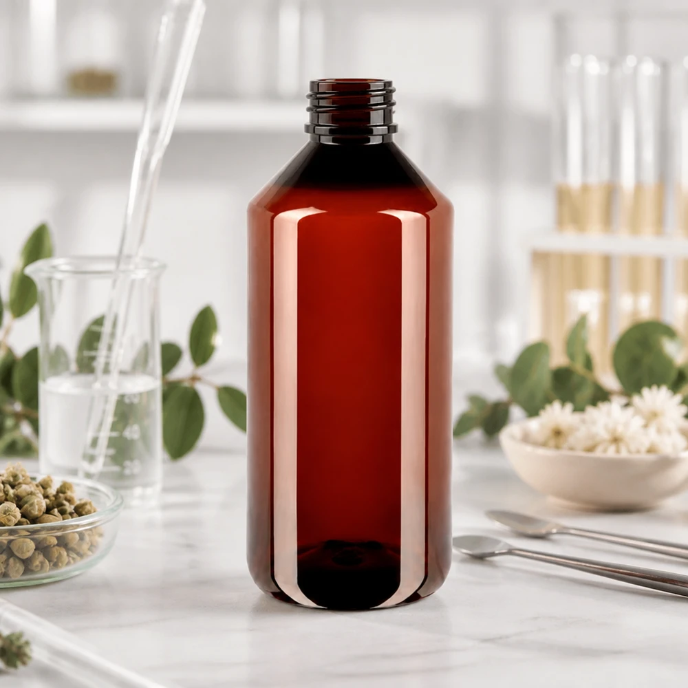 50 ml PET medicijnfles met verstuiver zwart GCMI 28/410 incl. dop transparant, standaard Apothekerflasche 1000ml aus braunem PET Kunststoff UV-geschützt für Naturprodukte und Öle