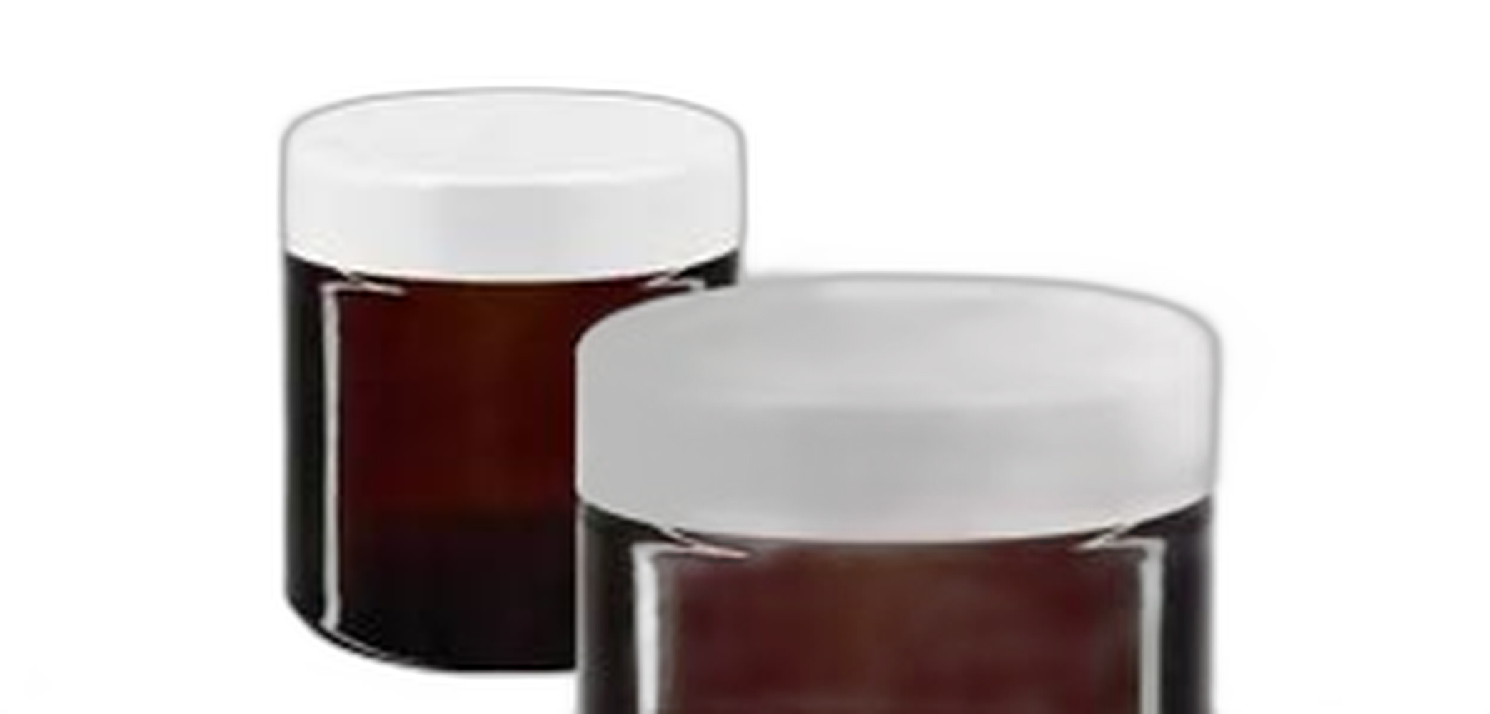 Glazen pot bruin met witte deksel