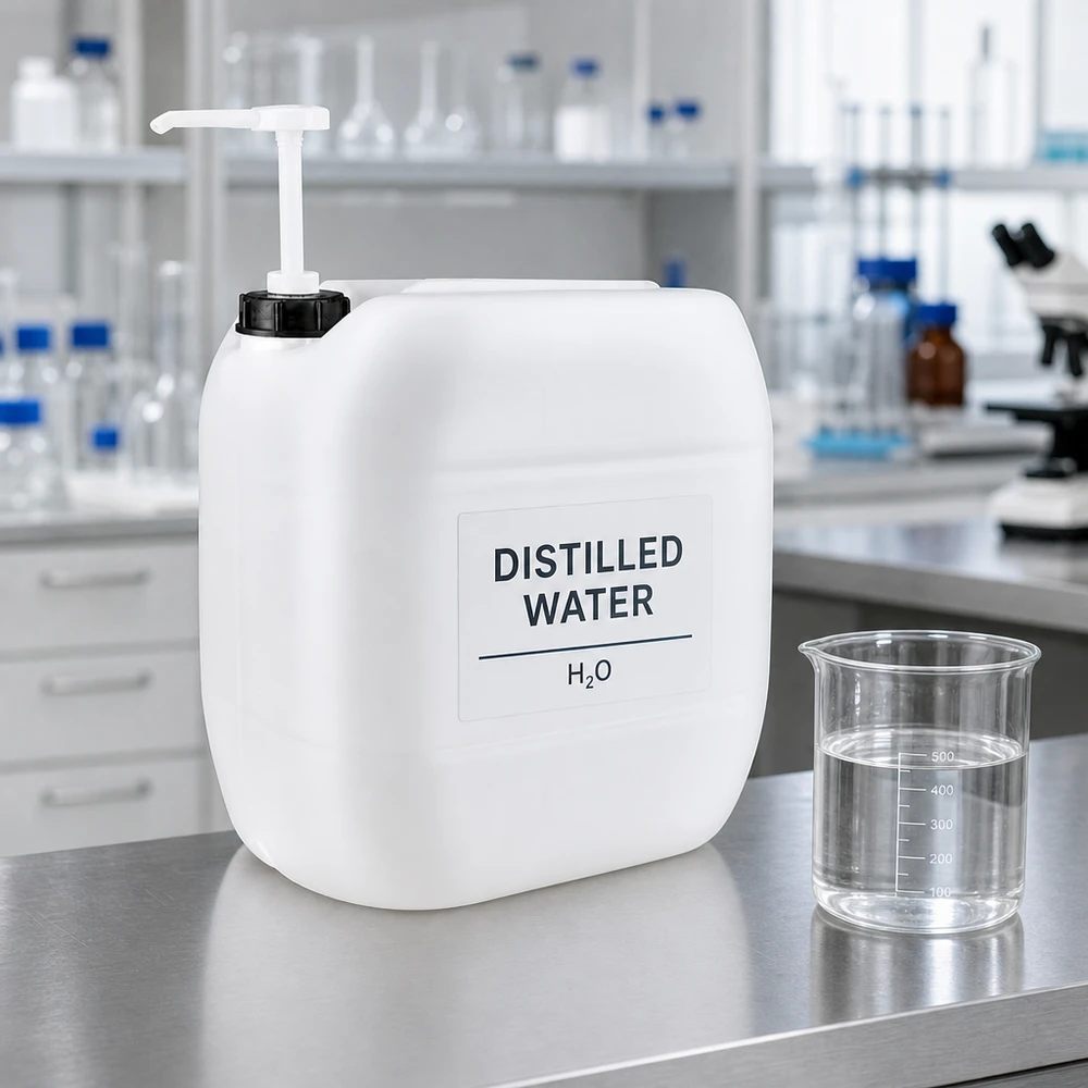 Voorraadreservoir van 30 liter met pomp voor gedestilleerd water voor laboratoriumtoepassingen