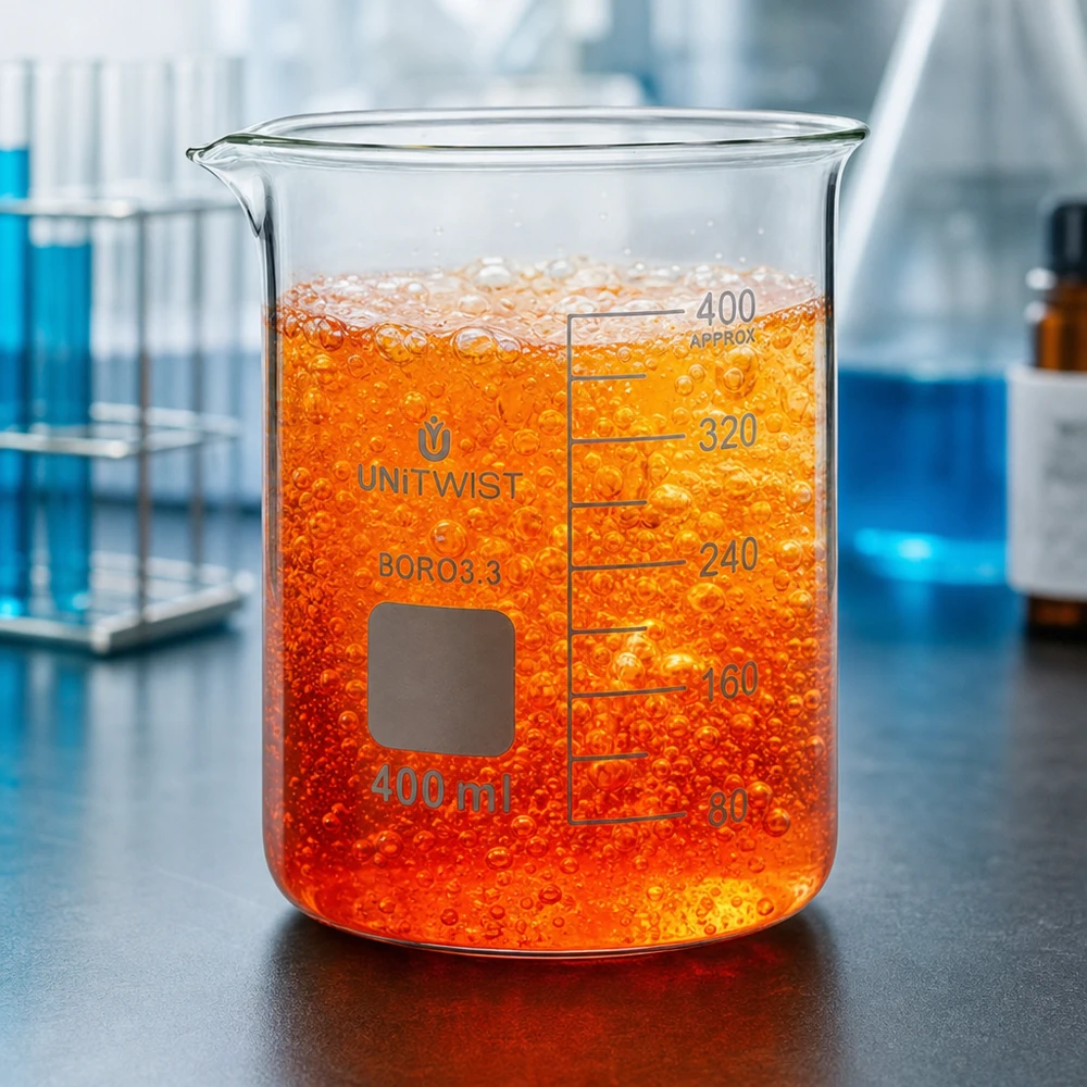 Bécher 400ml borosilicate, forme basse UNiTWIST UNiTWIST laag glasbeker 400 ml, borosilicaatglas, met maatverdeling en schenktuit