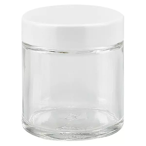 30ml glazen potje helder, met wit bakelieten deksel ApoGlas 30ml glazen potje helder, met wit bakelieten deksel ApoGlas