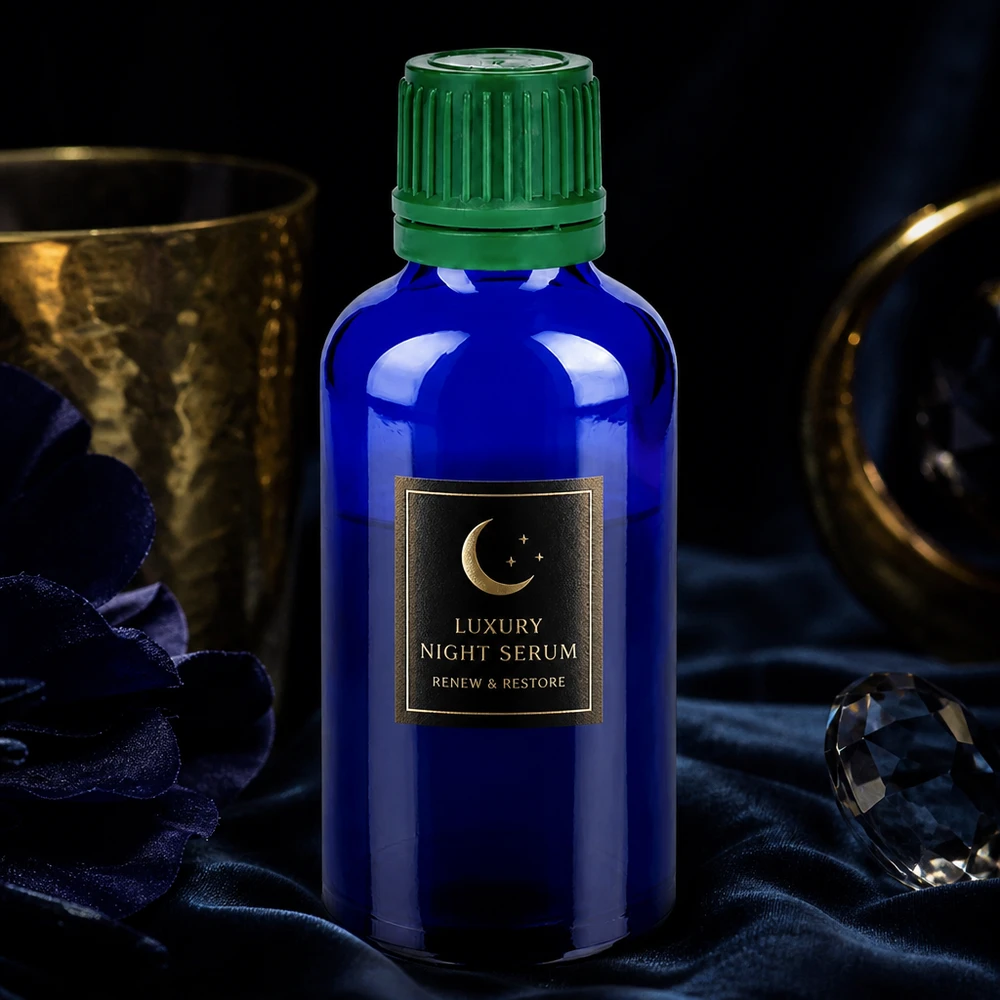 Glazen laboratoriumflesje van 50 ml met UV-bescherming en lekvrije groene 11 mm dop