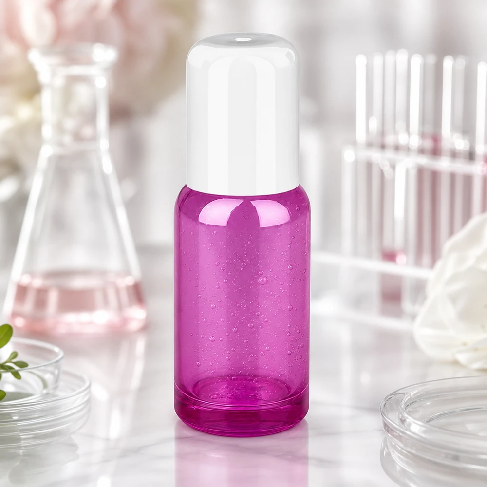 20ml rolfles wit standaard PurpleLine UT18/20 Glazen 20ml roll-on flesje in trendy paarse lijn look, ideaal voor doe-het-zelf cosmetica en serums