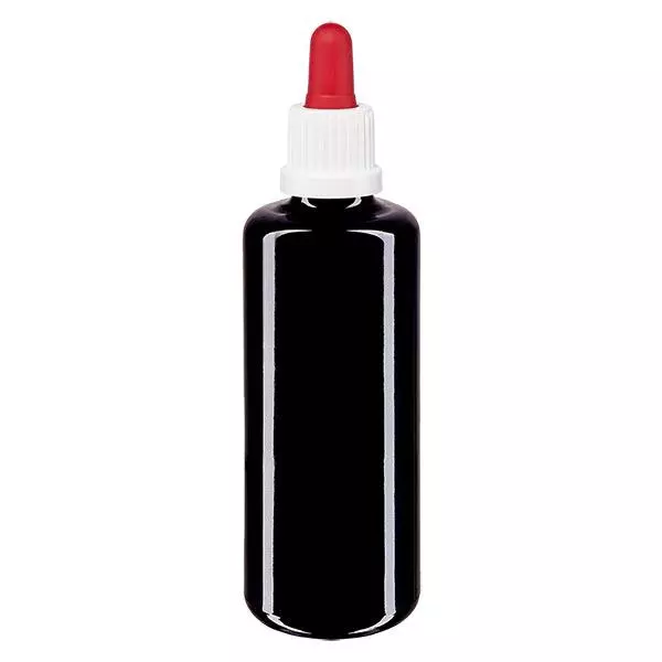 Apothekersfles viol. 50ml pipet wit/rood OV Apothekersfles viol. 50ml pipet wit/rood OV