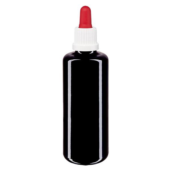 Apothekersfles viol. 50ml pipet wit/rood OV Apothekersfles viol. 50ml pipet wit/rood OV