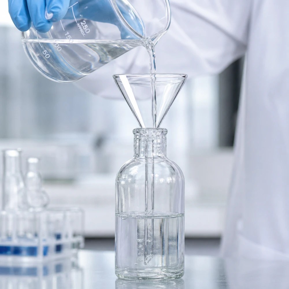 Precisie glazen trechter 70mm diameter met kort handvat voor professionele laboratoriumtoepassingen en experimenten