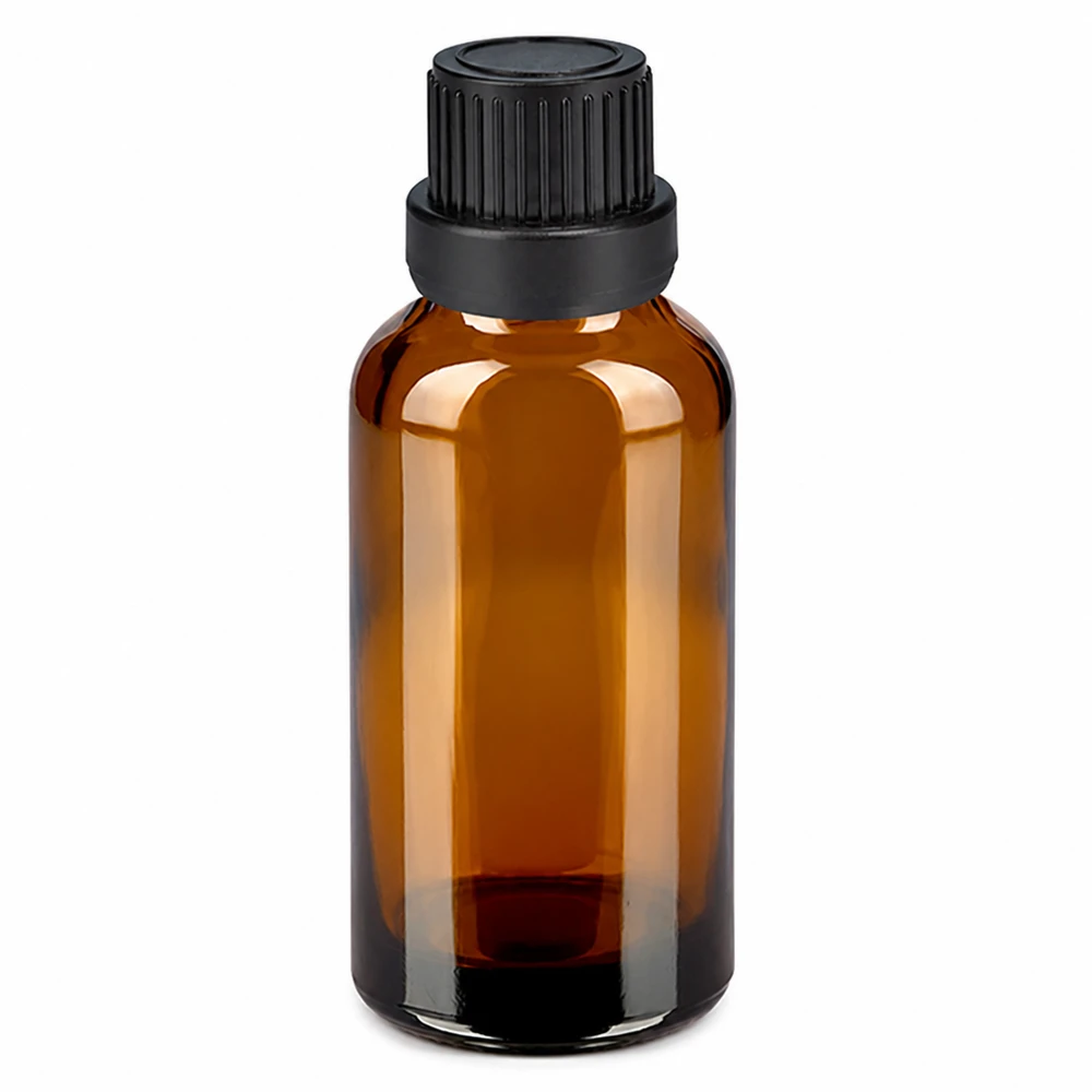 30ml fles 11mm SV zwart OV BrownLine UT18/30 Compacte bruine druppelflacon van 30 ml voor het nauwkeurig doseren van vloeistoffen