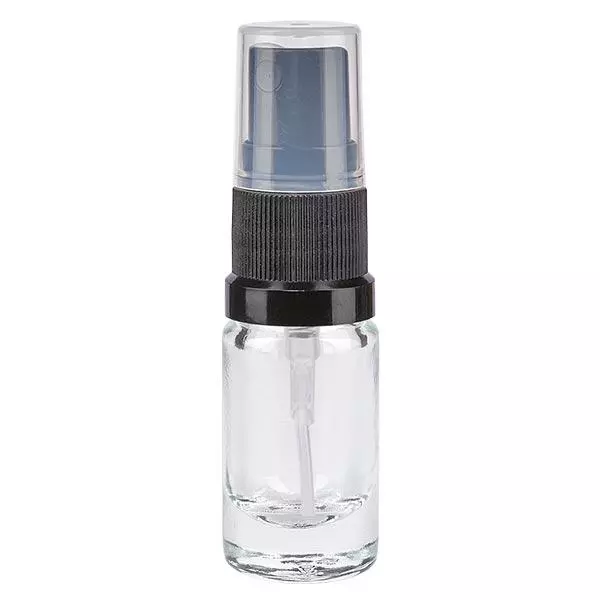 Helder glazen flessen 5ml met zwart pompverstuiver Helder glazen flessen 5ml met zwart pompverstuiver