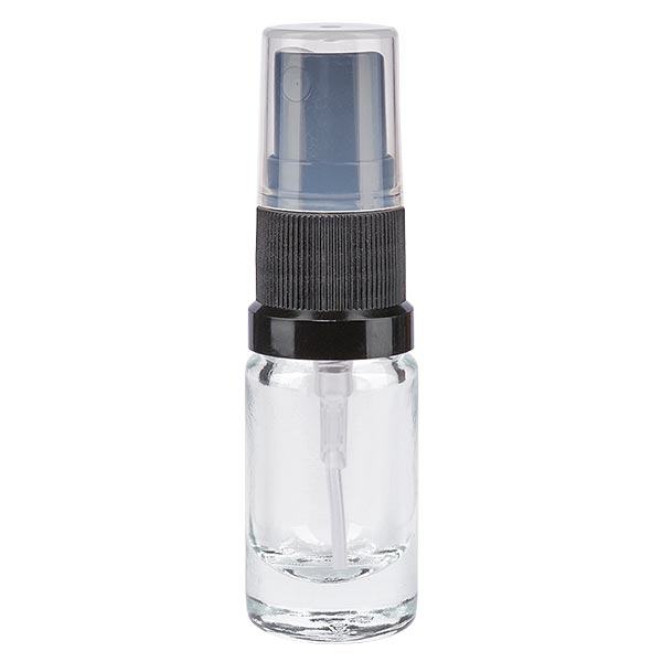 Helder glazen flessen 5ml met zwart pompverstuiver Helder glazen flessen 5ml met zwart pompverstuiver