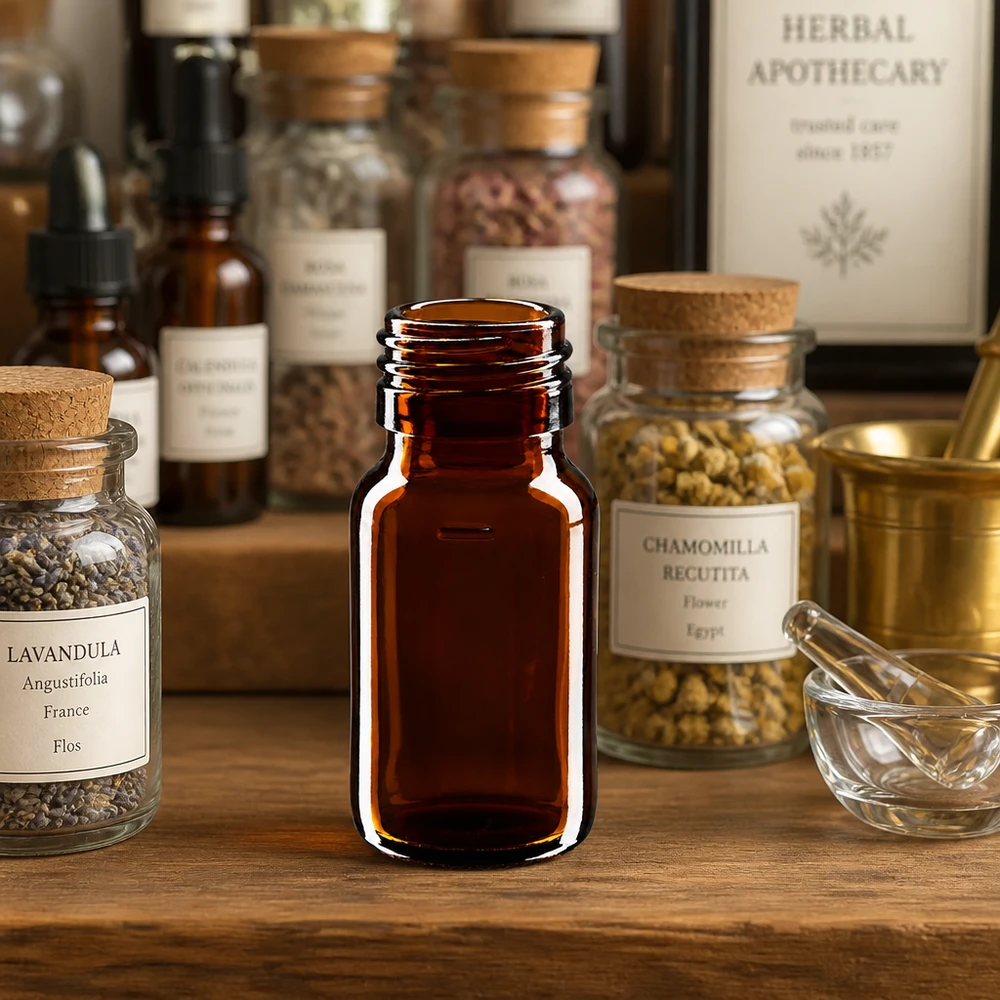 Compact bruin glazen flesje 30ml PP28 voor kruidenextracten en natuurlijke remedies