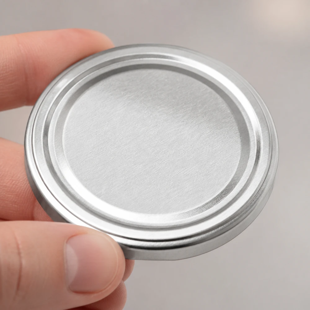 100 mm BasicSeal-deksel, matzilver (TO100) UN.. Twist-off-deksel 100 mm TO100, mat zilverkleurig, robuust plaatstaal, geschikt voor levensmiddelen, detailfoto