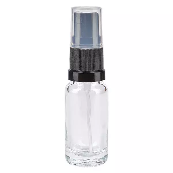 Helder glazen flessen 10ml met zwart pompverstuiver Helder glazen flessen 10ml met zwart pompverstuiver