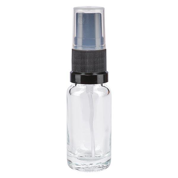 Helder glazen flessen 10ml met zwart pompverstuiver Helder glazen flessen 10ml met zwart pompverstuiver
