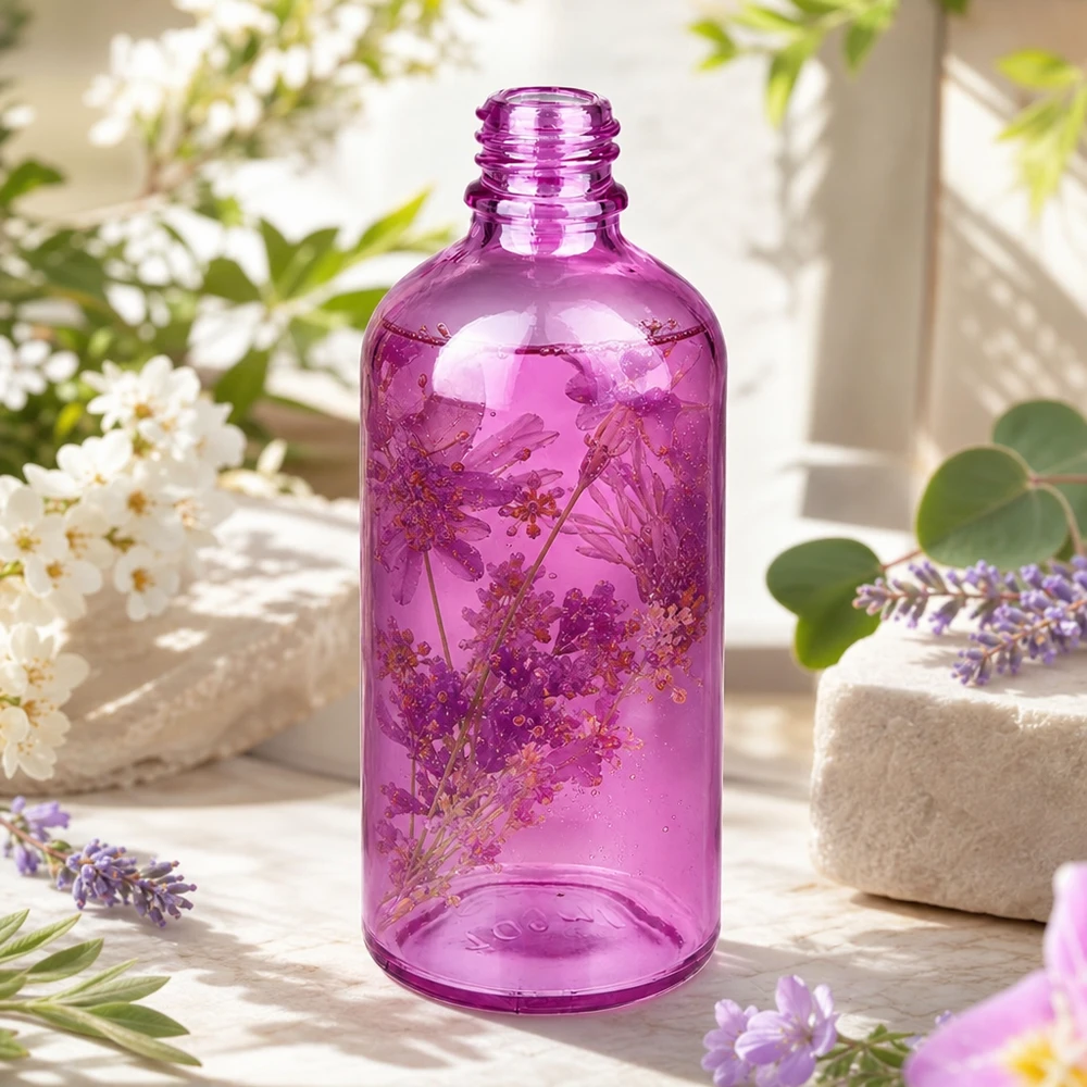 Compacte apothekersfles 100ml PurpleLine perfect reisformaat voor op reis en in de handtas