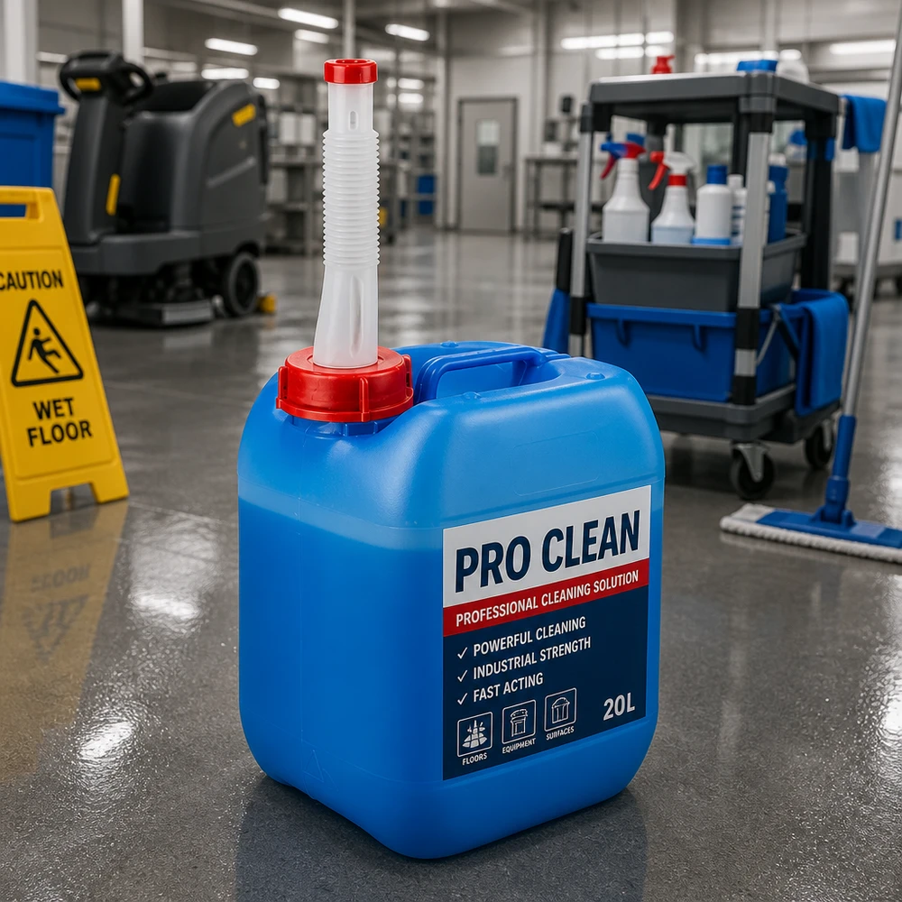 Canister 5 liter blauw met flexibele uitloop Draagbare jerrycan van 5 liter met lange uitloop voor het nauwkeurig doseren van reinigingsoplossingen
