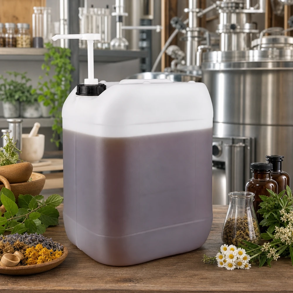 20l Jerrycan, UN-toelating, met doseerpomp Gevulde voorraadtank van 20 liter met doseerpomp voor de professionele verwerking van kruiden