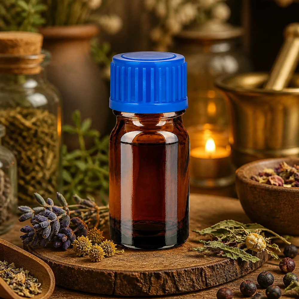 5ml flesje 11mm SV blauw STD BrownLine UT18/5 5 ml flesje van UV-beschermend amberkleurig glas met blauwe dop voor lichtgevoelige stoffen