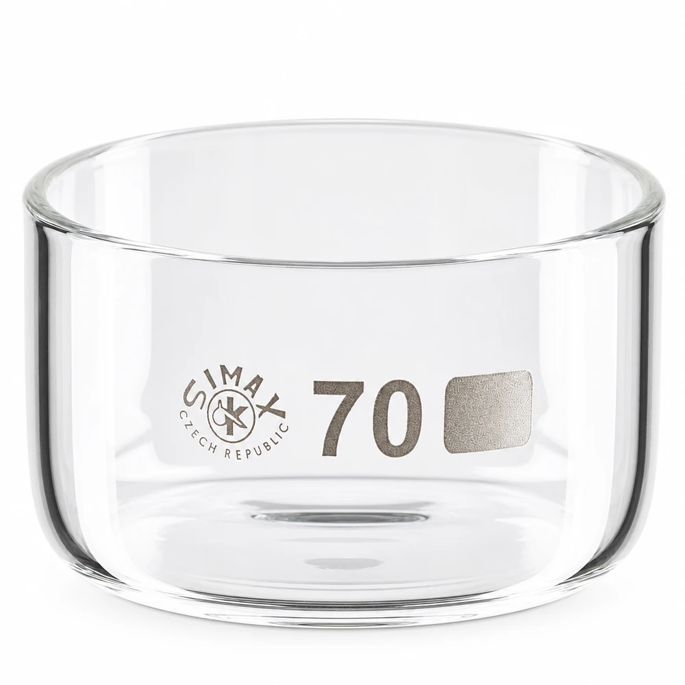 Kristalliseerschaal 100ml zonder schenktuit Kristallisatieschaal van borosilicaatglas, diameter 70 mm, inhoud 100 ml, voor chemische analyses in het laboratorium