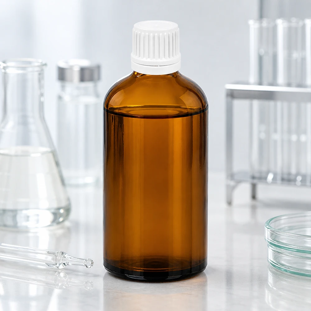 Premium glazen fles 100ml met lichtbeschermd ontwerp voor gevoelige stoffen