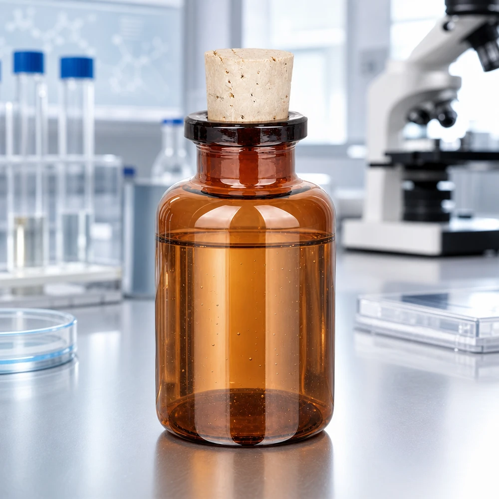 Injectiefles bruin glas 20ml met kurk 11/14mm Bernsteinfarbene Glasflasche 20ml mit Korkstopfen 11/14mm für Laborchemikalien
