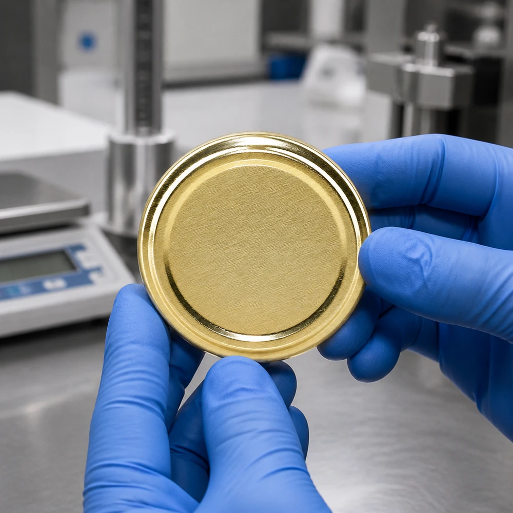 UNiTWIST TO58 goud, BioSeal, BPA-NI, unitemp Kwaliteitscontrole UNiTWIST twist-off-deksel 58 mm goudkleurig BioSeal BPA-NI unitemp precisieweegschaal